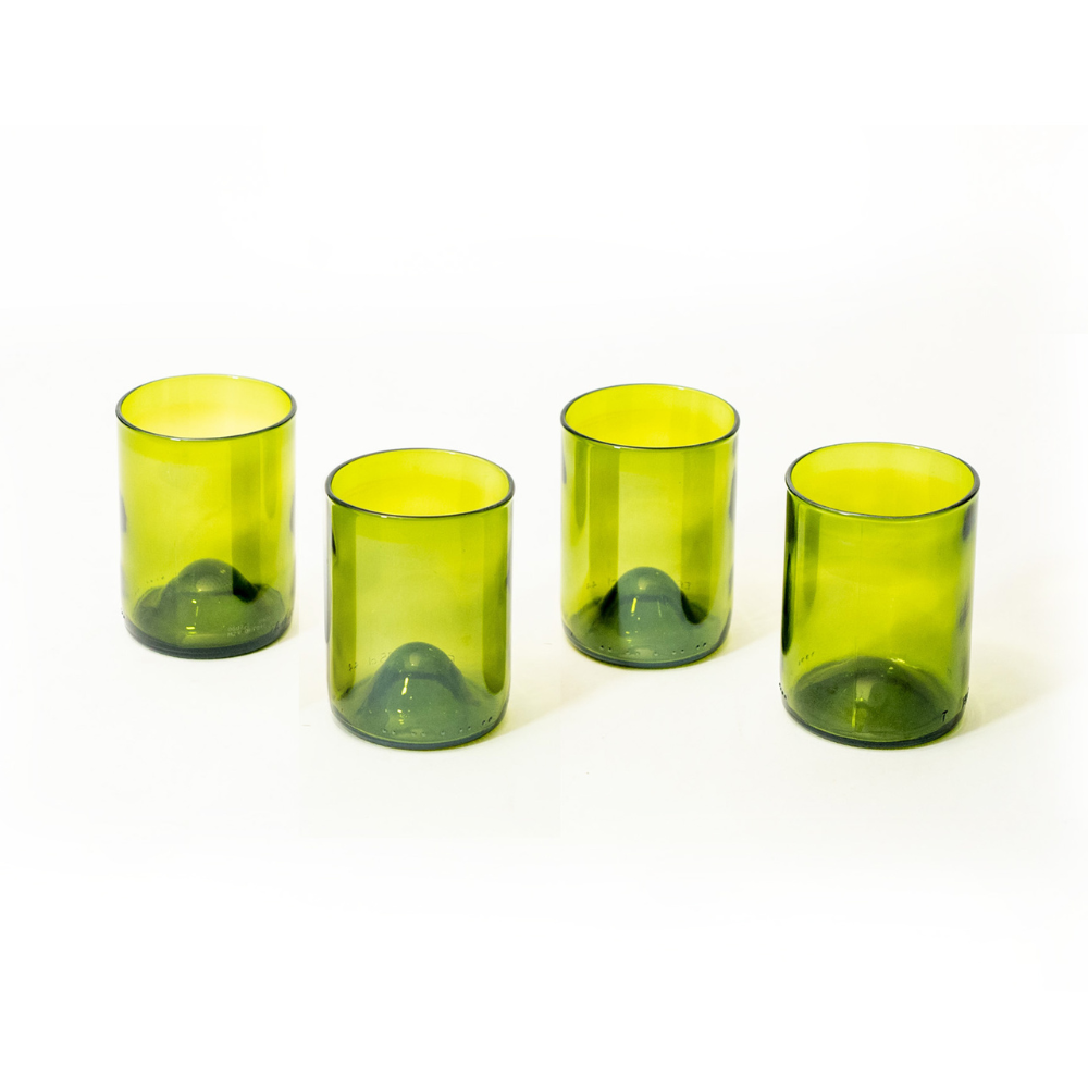 Olive Green Low Glass / 4 pack 350ml