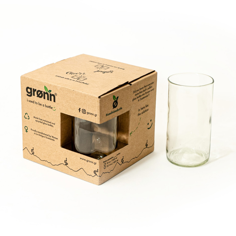 Tall Transparent Olive Glass / 4 pack 450ml